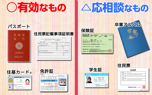 身分証明書 有効なものと無効なもの